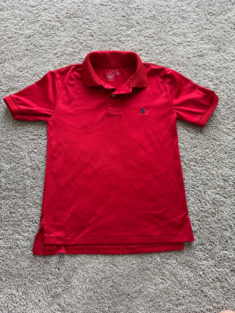 Polo by Ralph Lauren soft Red Boys Polo Shirt with Navy Logo silky